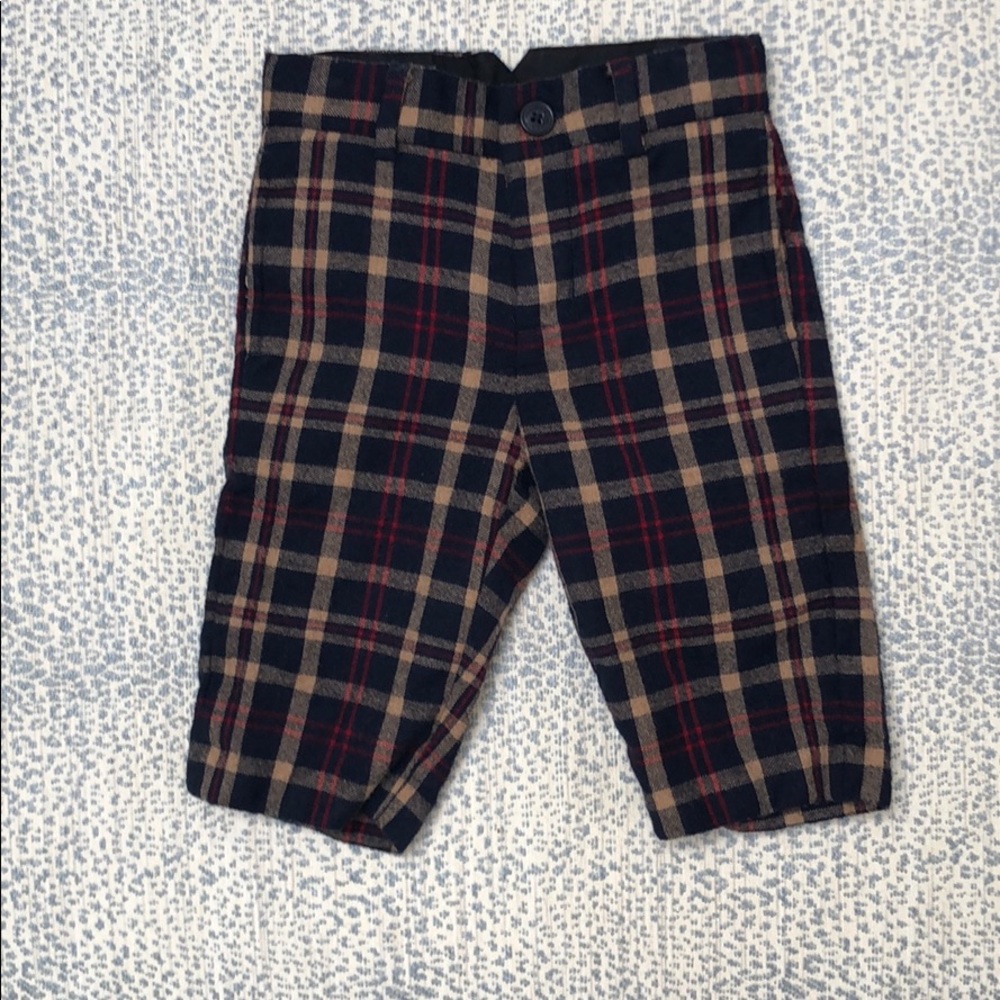 Janie and Jack navy plaid wool dress trouser